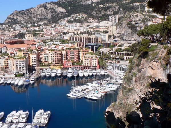 Monaco's Port de Fontvieille seen from Le Rocher