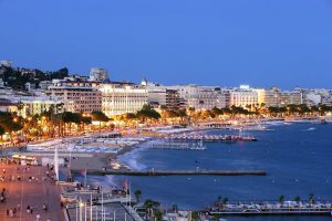 Cannes seafront at dusk
