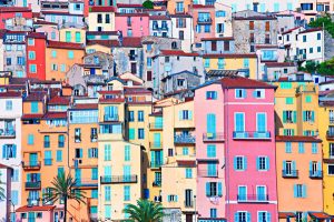 Pretty coloured houses in Menton, France