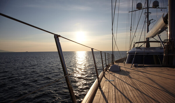 Deck of sailing yacht PANTHALASSA