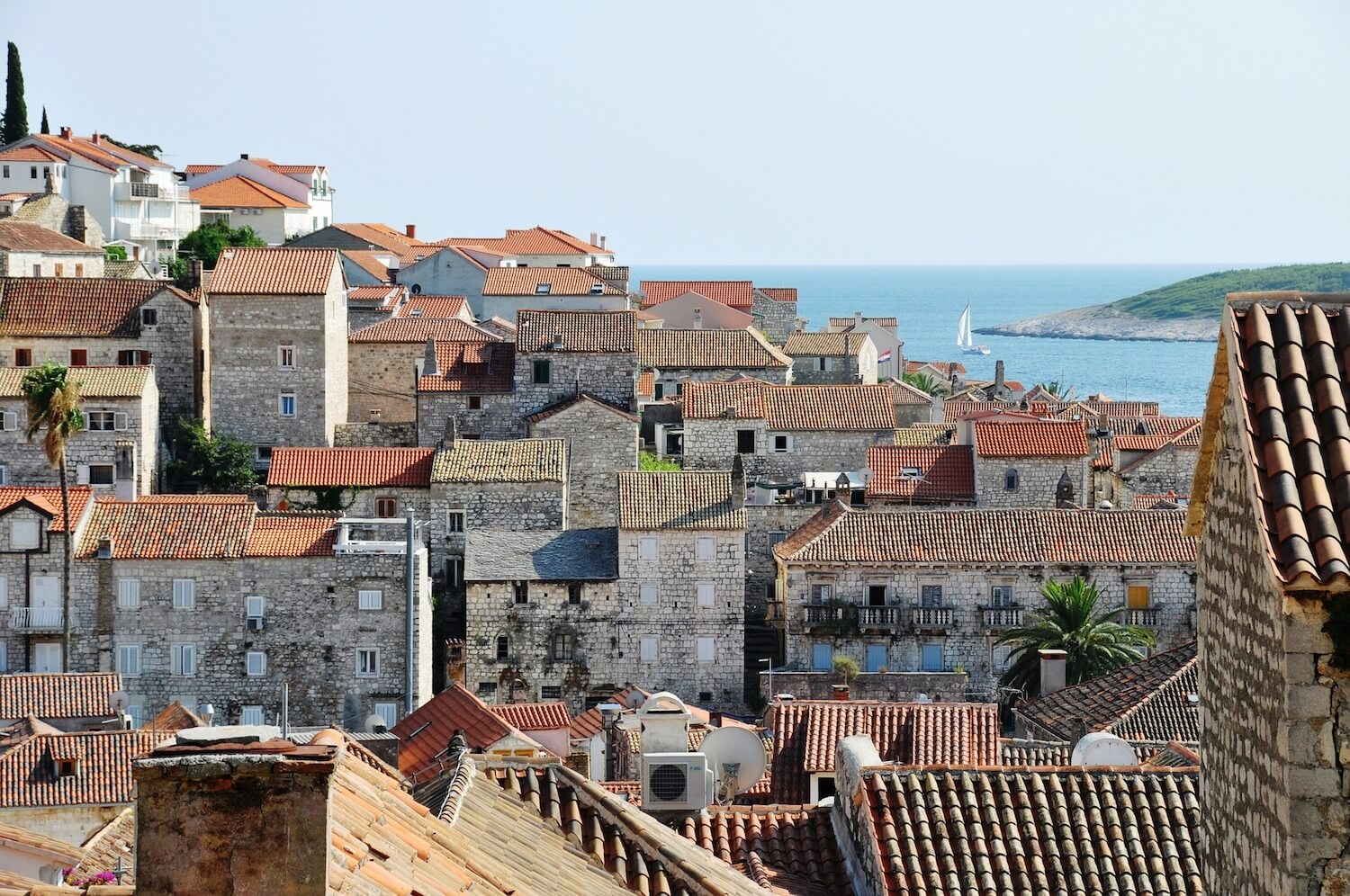 Eclectic array of rooftops of Hvar