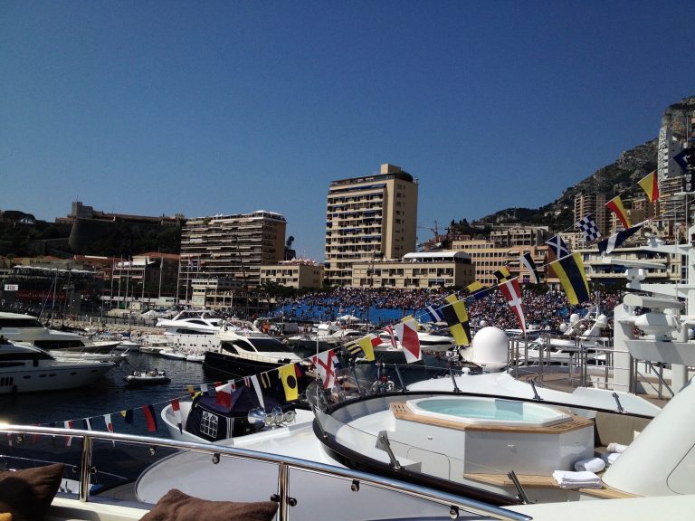 On deck of superyacht at Monaco GP