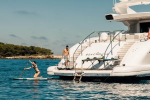Mangusta 130 yacht on charter with watersports