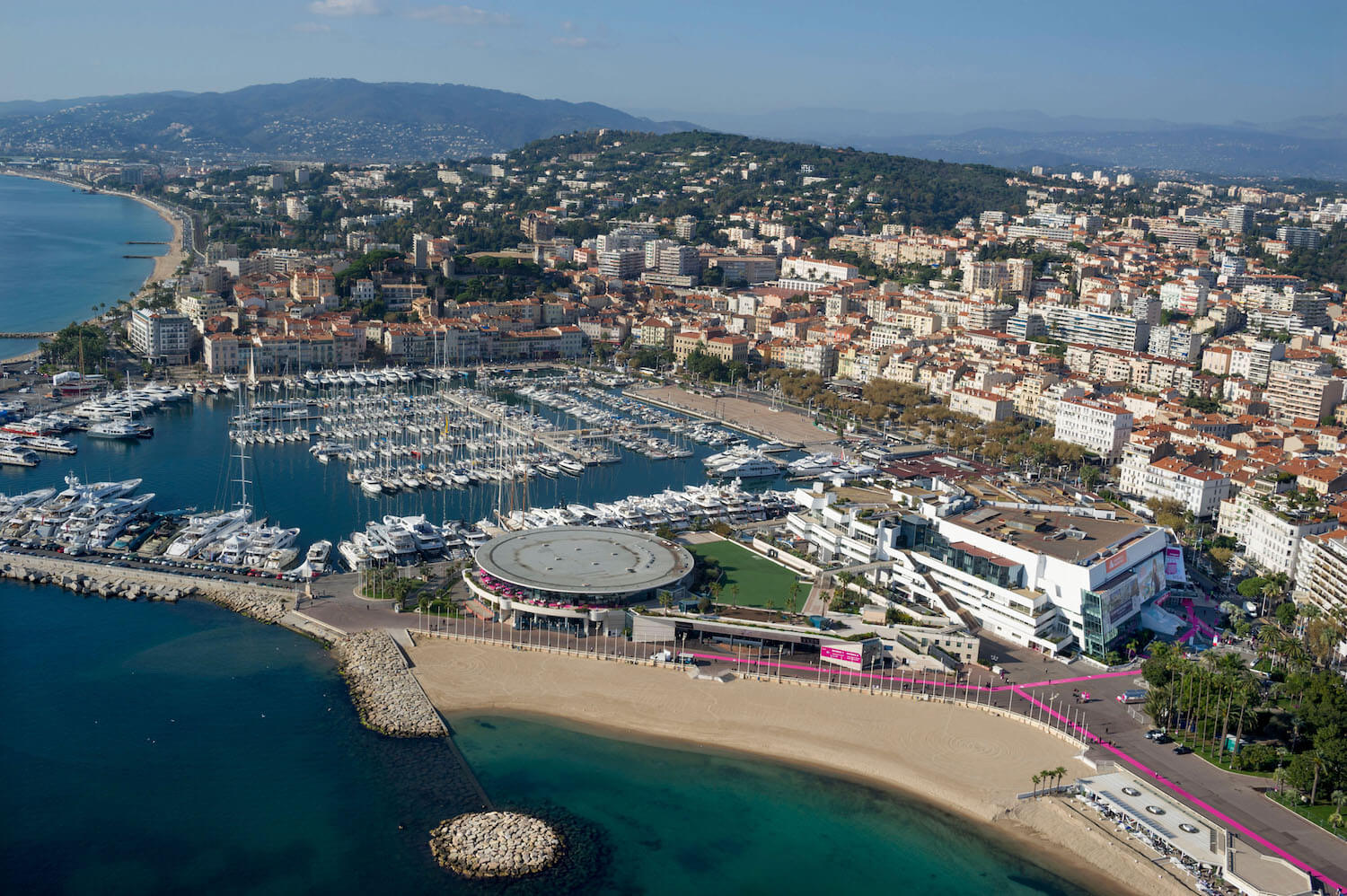 Aerial view of Cannes port in the south of France