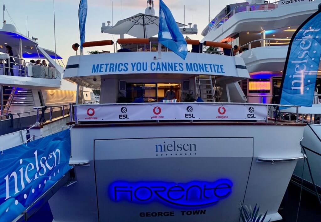 Nielsen yacht FIORENTE in dock at Cannes Lions Festival