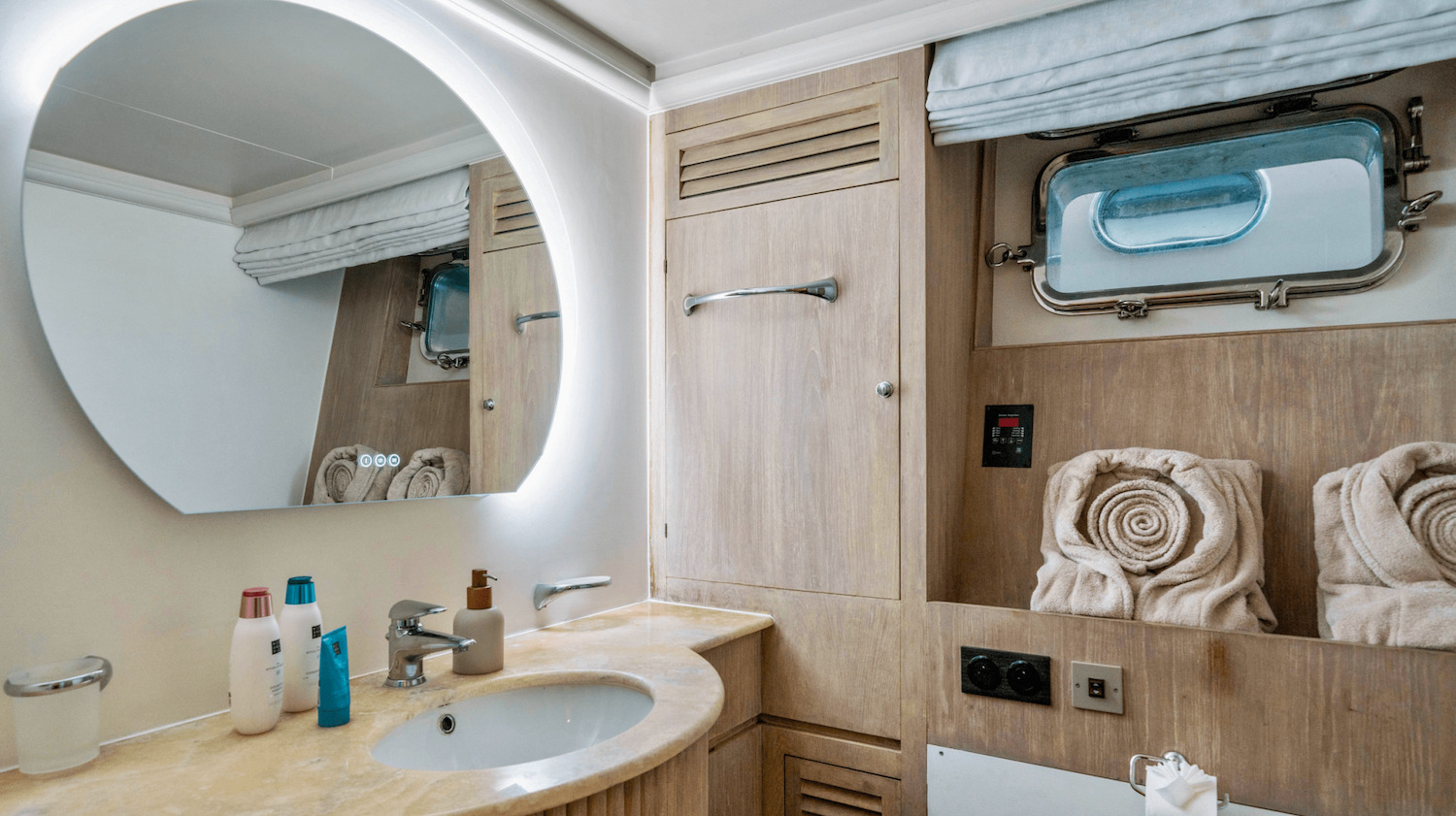 Washbasin in one of the yacht's bathrooms