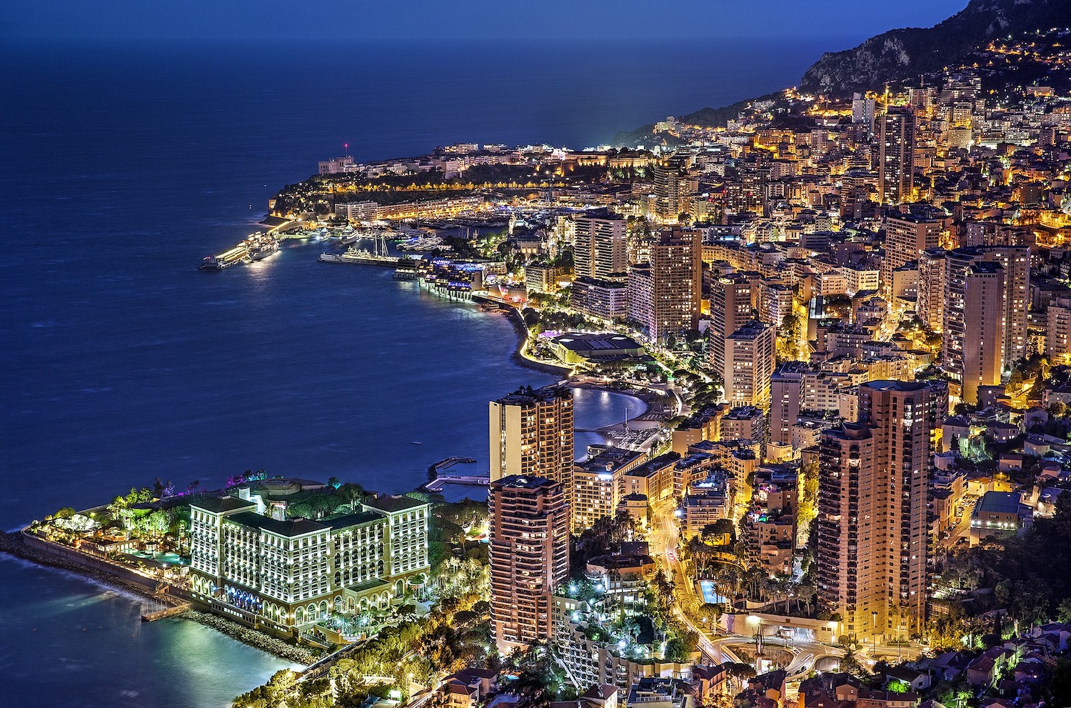 Principality of Monaco at dusk