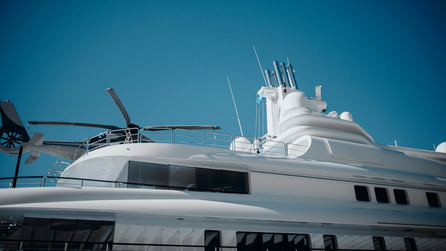 Helicopter on superyacht in Antibes, France