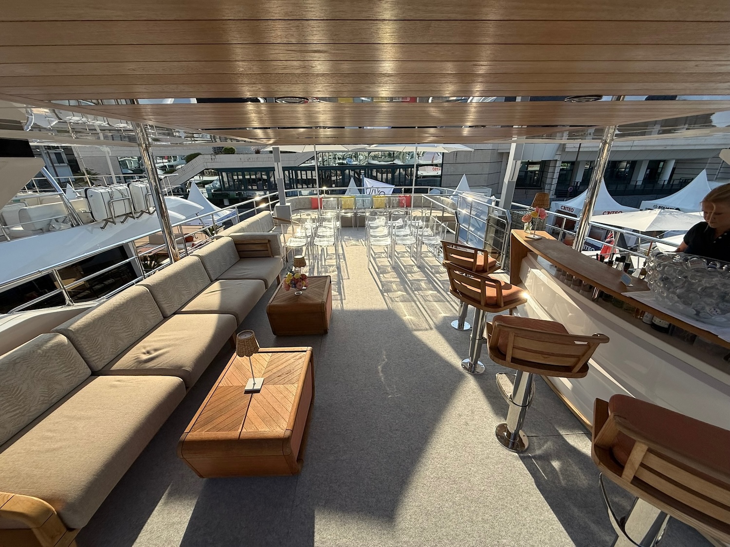 The sundeck on ROCKET ONE at Cannes