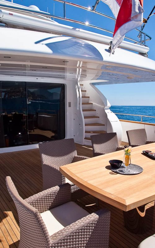 Aft deck dining Aubrey yacht