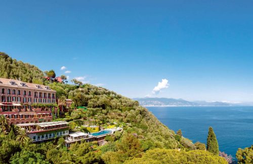 Hillside view of Hotel Splendido Portofino