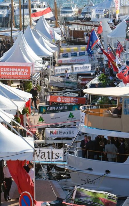 Charter Yachts at MIPIM in Cannes harbour
