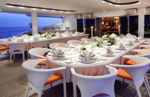 Dining on luxury yacht MOONLIGHT II