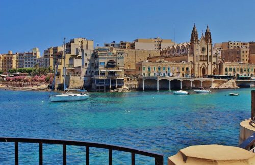 harbour view in Malta with blue seas