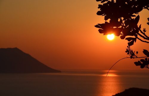 Sunset on Milos island in Greece