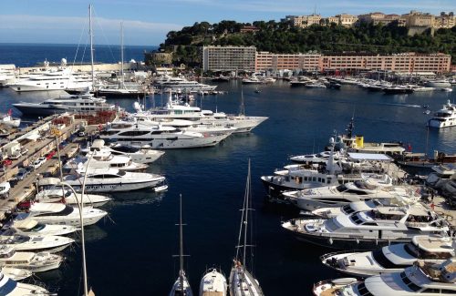 Yachts in Port Hercule in Monaco during the Grand Prix