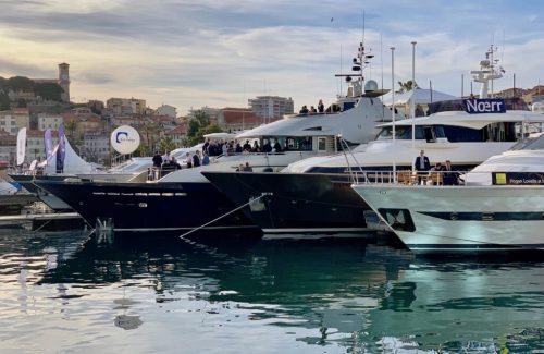 Charter yachts on Gare Maritime at MIPIM, Cannes