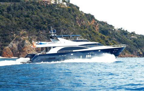Lady Amanda yacht cruising at speed near Cannes, France