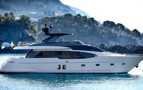 Sanlorenzo SL78 motor yacht for charter in the Mediterranean. Based in Naples, Italy and available to charter on the Amalfi Coast.